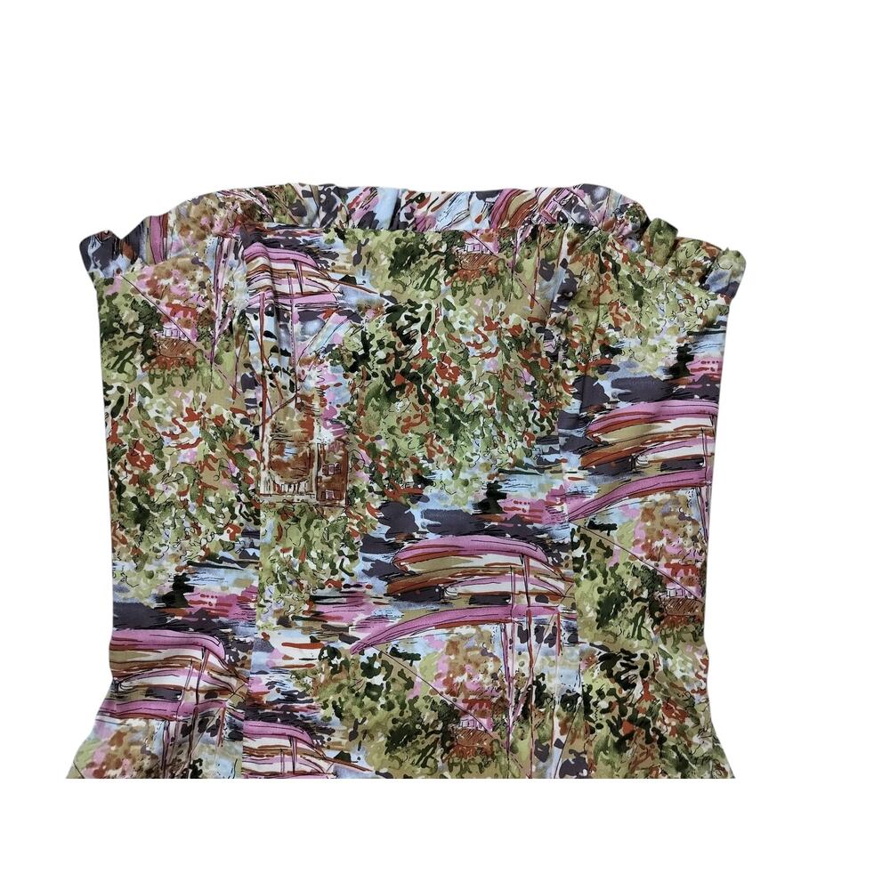 Vintage Robin Jordan fit&flare sailboat garden green print strapless dress sz 6 - Picture 2 of 8